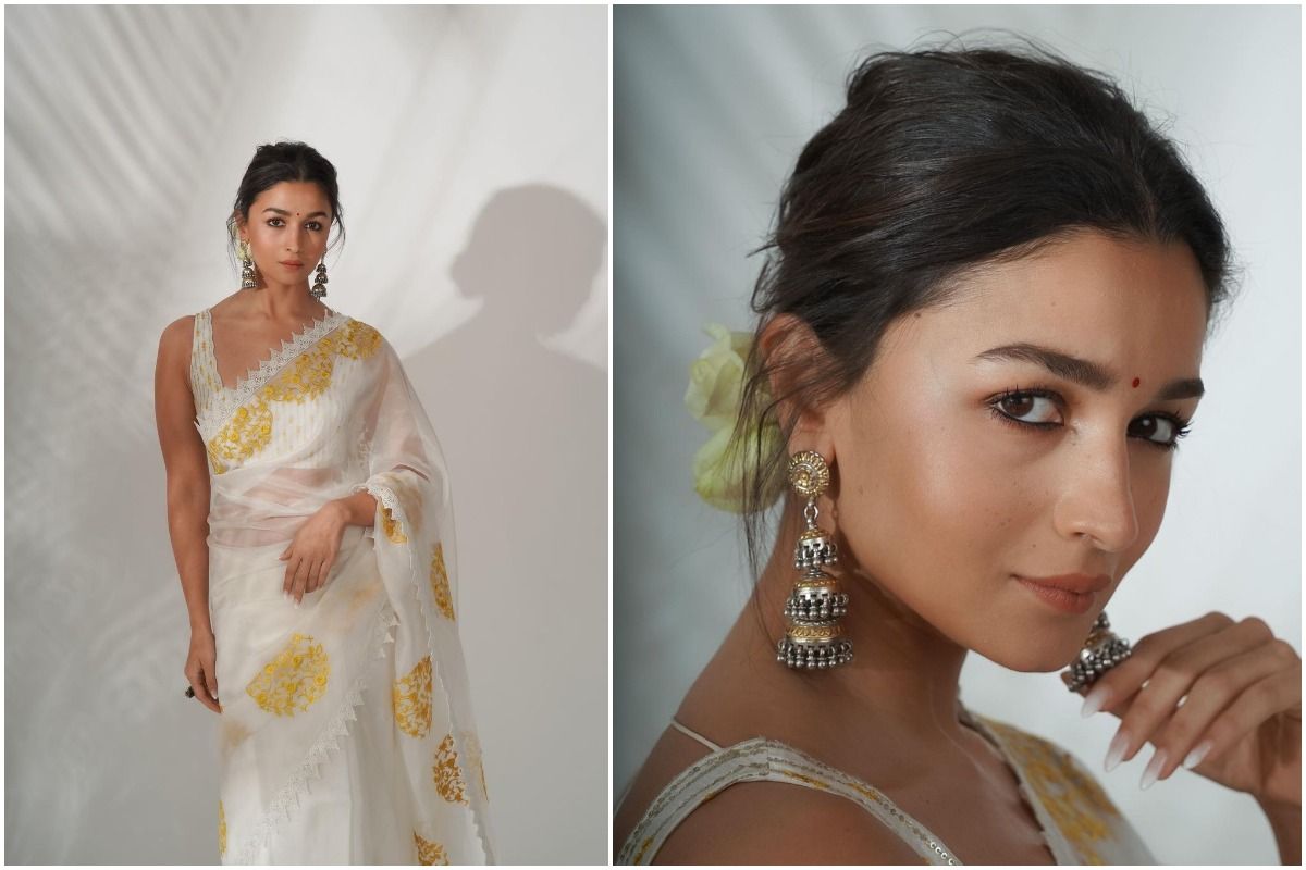 Alia Bhatt is The Definition of Grace And Beauty in Rs 36K Ivory Organza Saree