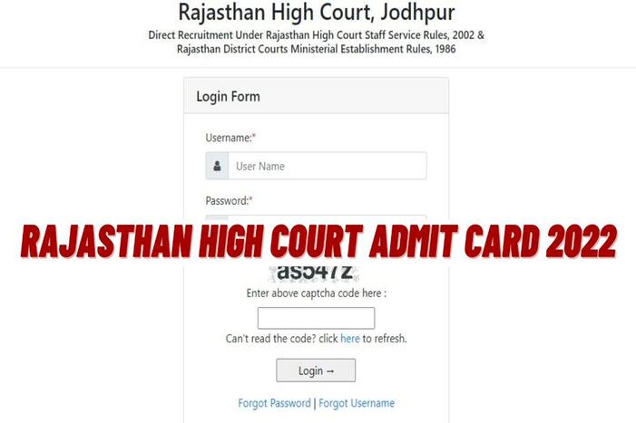 Rajasthan High Court Admit Card 2022 Out on hcraj.nic.in;