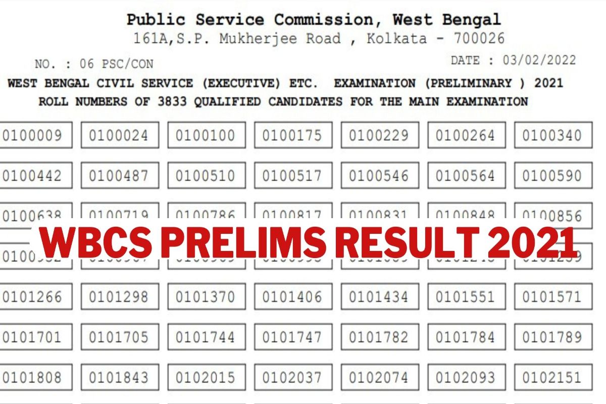 WBPSC WBCS Prelims Result 2021 Released on wbpsc.gov.in; 3833 Candidates Qualified For Mains Exam