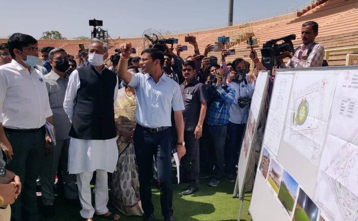 Rajasthan CM Inspects Development Work at Barkatullah Khan Stadium in ...