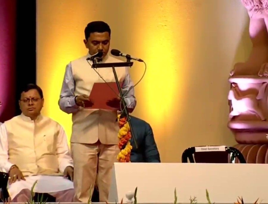 Pramod Sawant Takes Oath as Goa Chief Minister for 2nd Consecutive Term