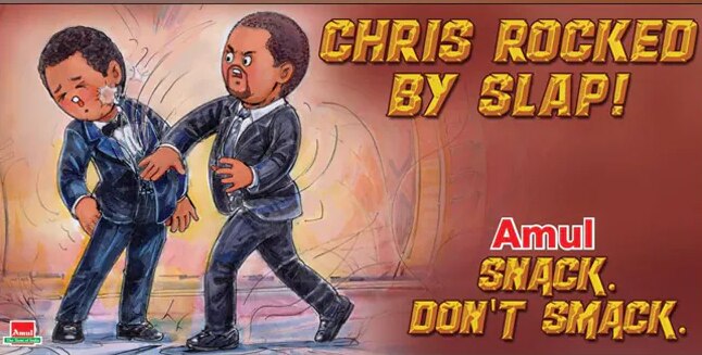 Snack, Don't Smack: Amul Shares a Quirky Cartoon After Will Smith Slapped Chris Rock at Oscars