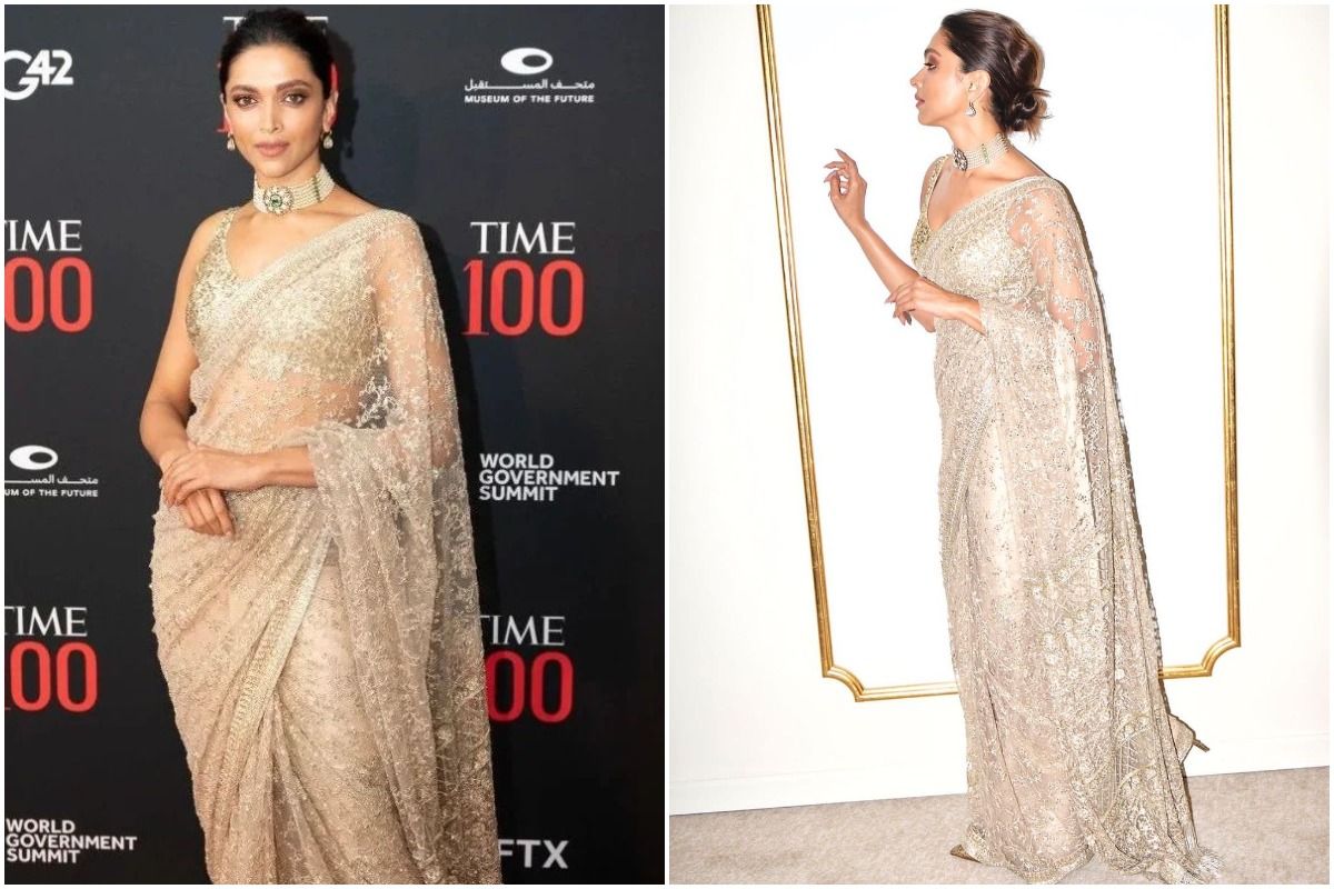 Deepika Padukone is a Sight of Sheer Ethnic Bliss in Pearl White Embellished Saree with Sequined Blouse