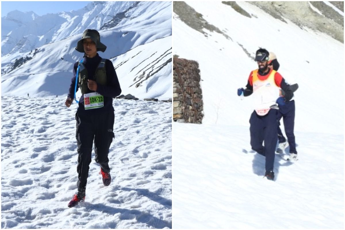 Snow Marathon: लाहौल स्पीति में हुई देश की पहली स्नो मैराथन, बर्फीले ट्रैक पर दौड़ते धावकों का जोश रहा हाई
