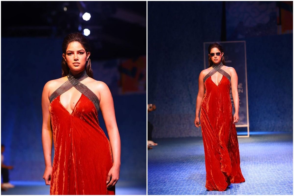 Harnaaz Sandhu Channels Her Inner Quintessential Diva in Burnt Orange Velvet Dress. Picture Credits: Instagram (@fdciofficial)