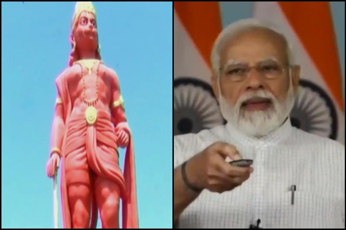 PM Modi unveils 108 ft statue of Hanuman ji in Morbi Gujarat on Hanuman