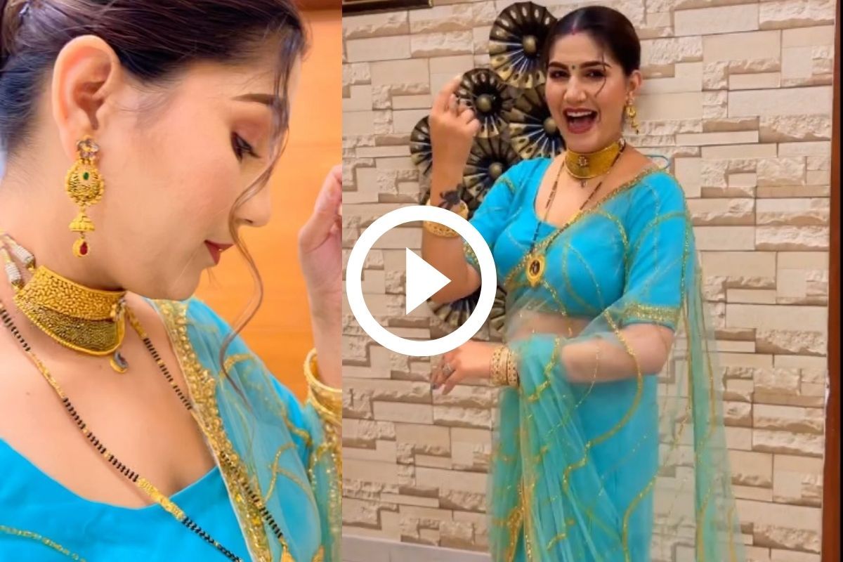Sapna Chaudhary Dances in Blue Saree on Ankhiyon Se Goli Maare. Watch Viral  Video