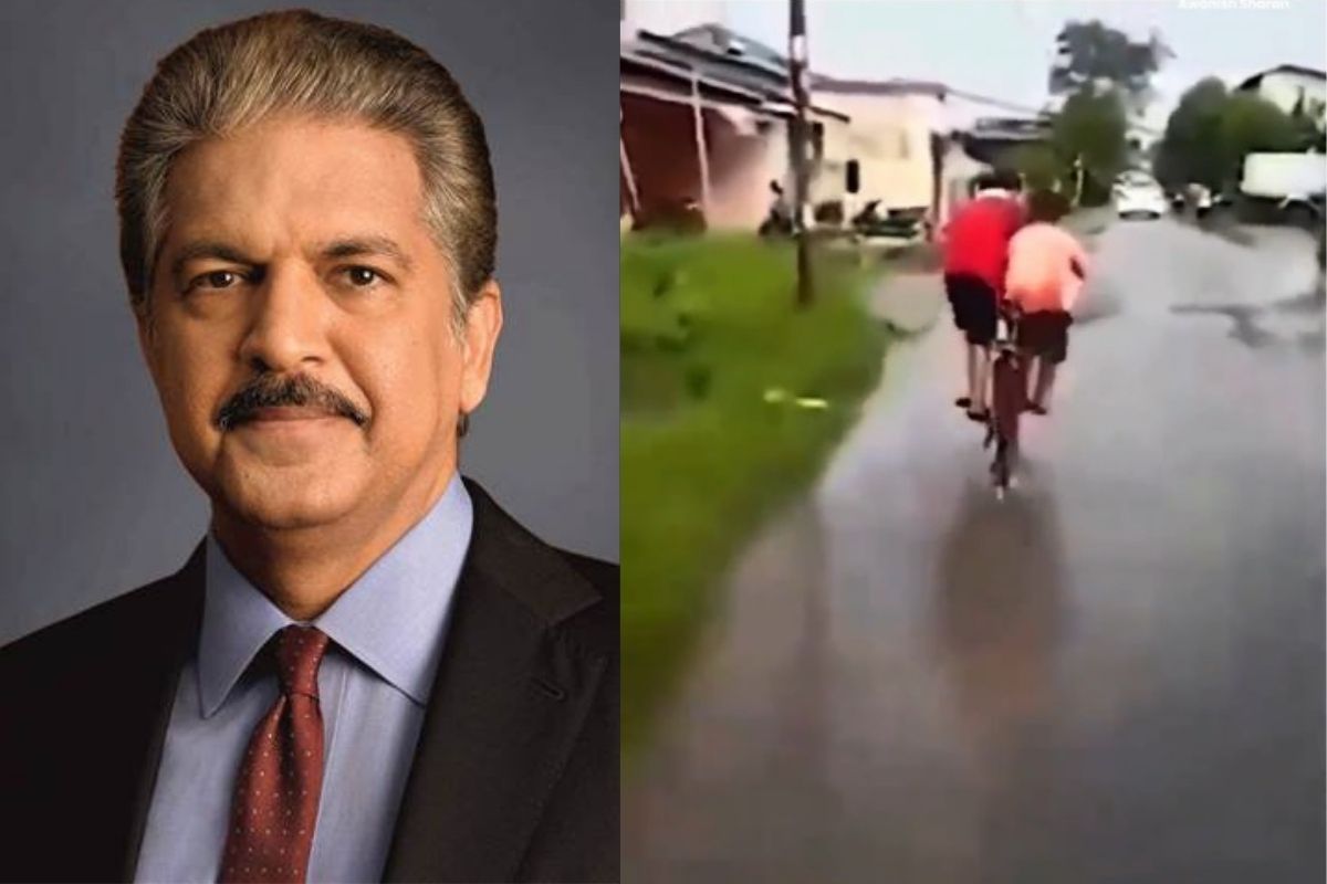 Viral Video Anand Mahindra Shares Hilarious Clip Of Two Boys Pedaling Bicycle Together Watch 6124