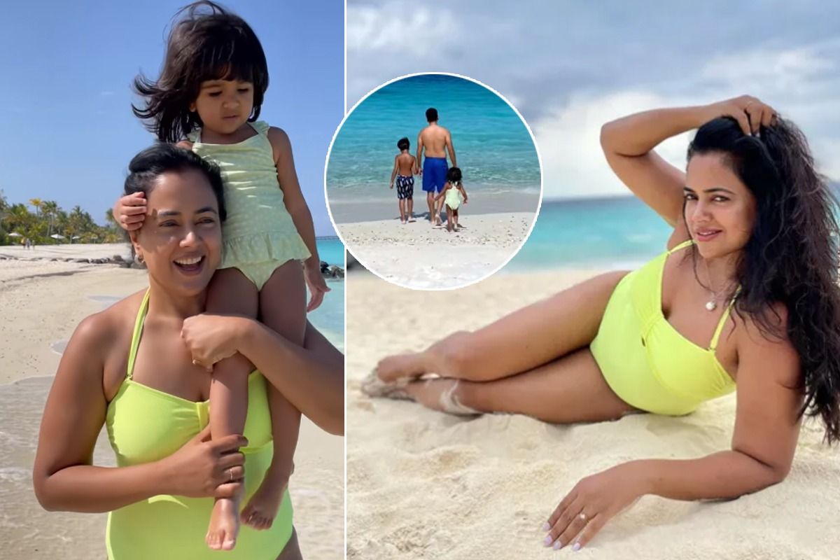 Sameera Reddy Stuns in Neon Green Bikini in Maldives, Shares Glimpse of Her Beach Holiday With Family