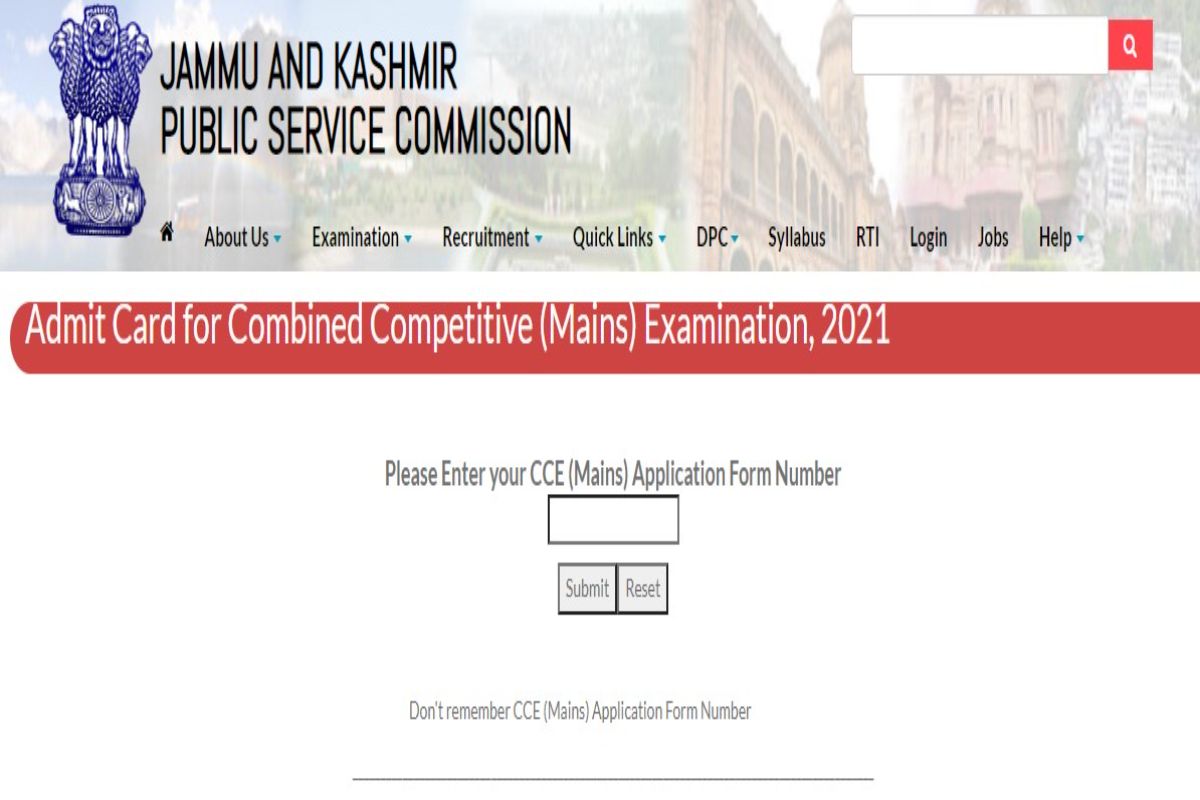 JKPSC CCE Mains 2021 Admit Card Released On Jkpsc.nic.in; Exams To ...