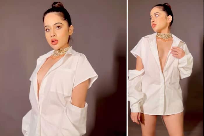 Urfi Javed Goes Braless, Flaunts Deep Neckline in White Shirt With Cut-Out Sleeves, Fan Says 'Kutta Ne Shirt Noch Di'