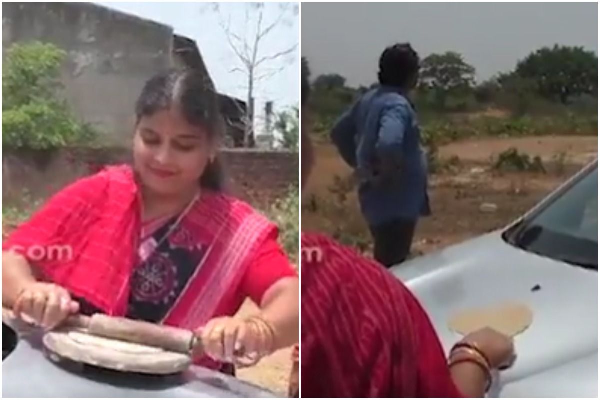 It’s So Hot In Odisha That A Woman Actually Made a Chapati On The Car Bonnet