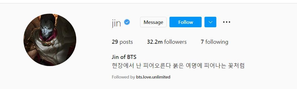 BTS' JIN's profile on April Fools Day