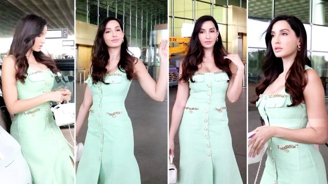 Actress Nora Fatehi Looks Pretty In A Mint Green Bodycon Dress And Minimal Pink Make-Up Look – Watch Viral Video