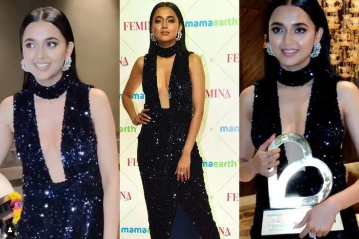 Tejasswi Prakash Looks Ravishing in Stunning Black Sequin Gown With Plunging Neckline at Awards- See Pics