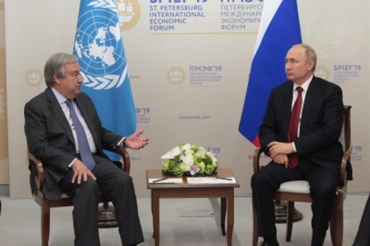 russian president Putin and UN chief meet