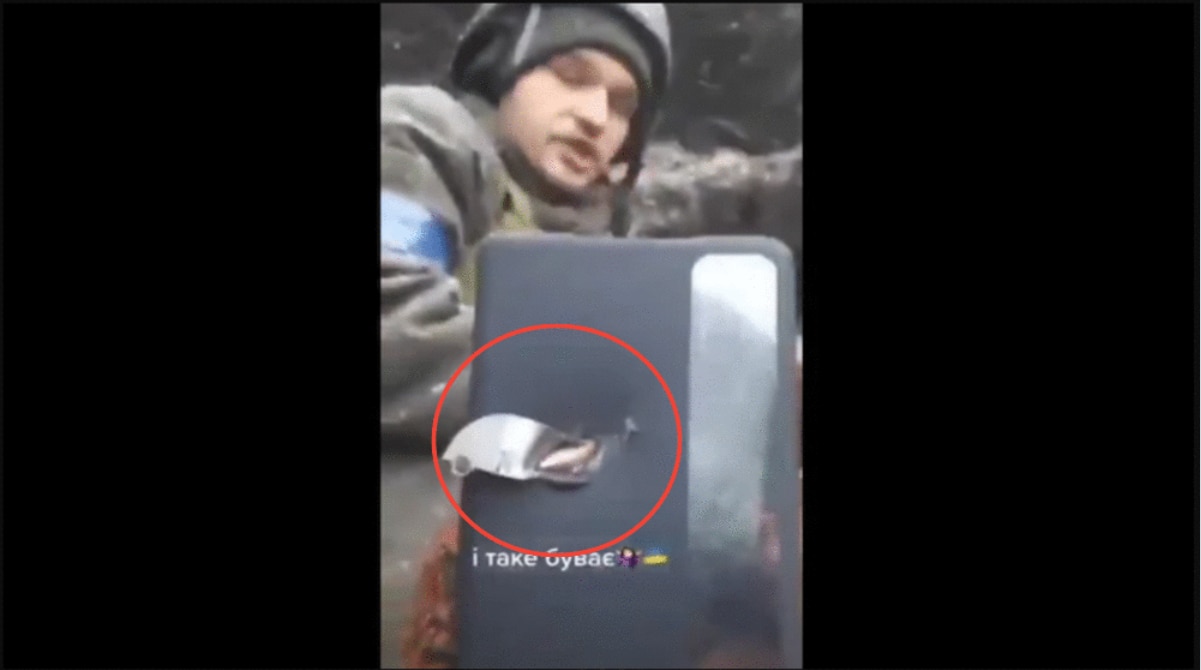 Viral Video: Ukrainian Soldier's Mobile Phone Saves Him From Bullet | WATCH
