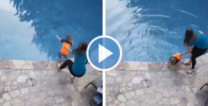 Viral Video: Super Mom Takes Split Second to Save Son From Drowning in ...