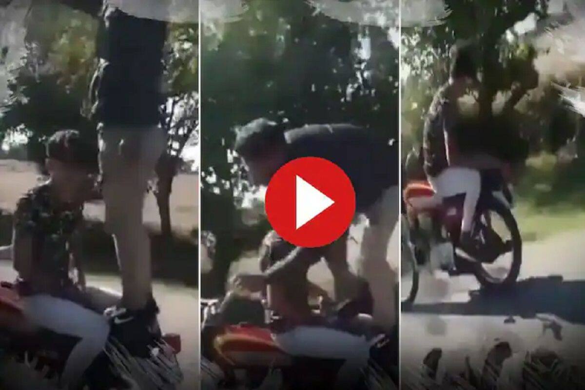 Viral Video: Desi Boy Attempts Dangerous Bike Stunt For Taking Selfie, Falls Miserably. Watch Viral Video: Desi Boy Attempts Dangerous Bike Stunt For Taking Selfie, Falls Miserably. Watch