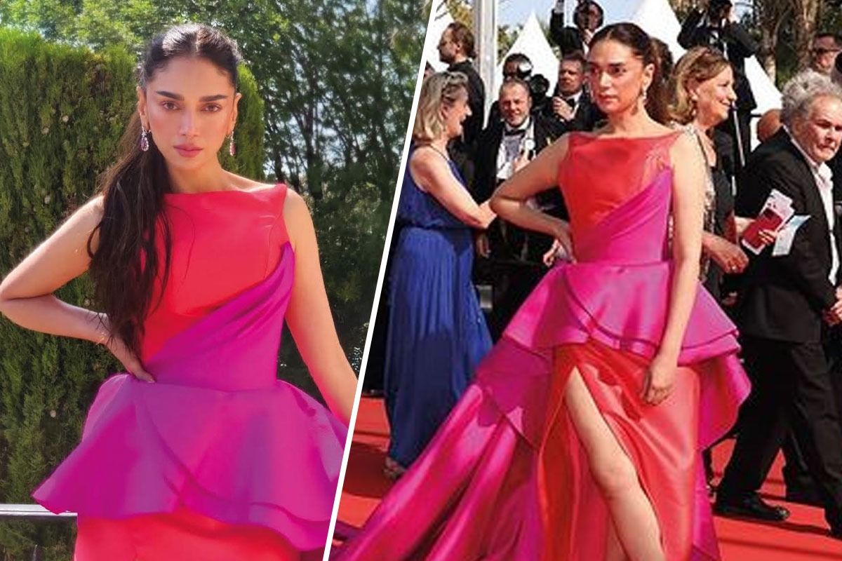 Cannes 2022: Aditi Rao Hydari Spreads Magic in Thigh-High Slit gown, Makes Colorful Debut at The Red Carpet, See Dazzling Pics
