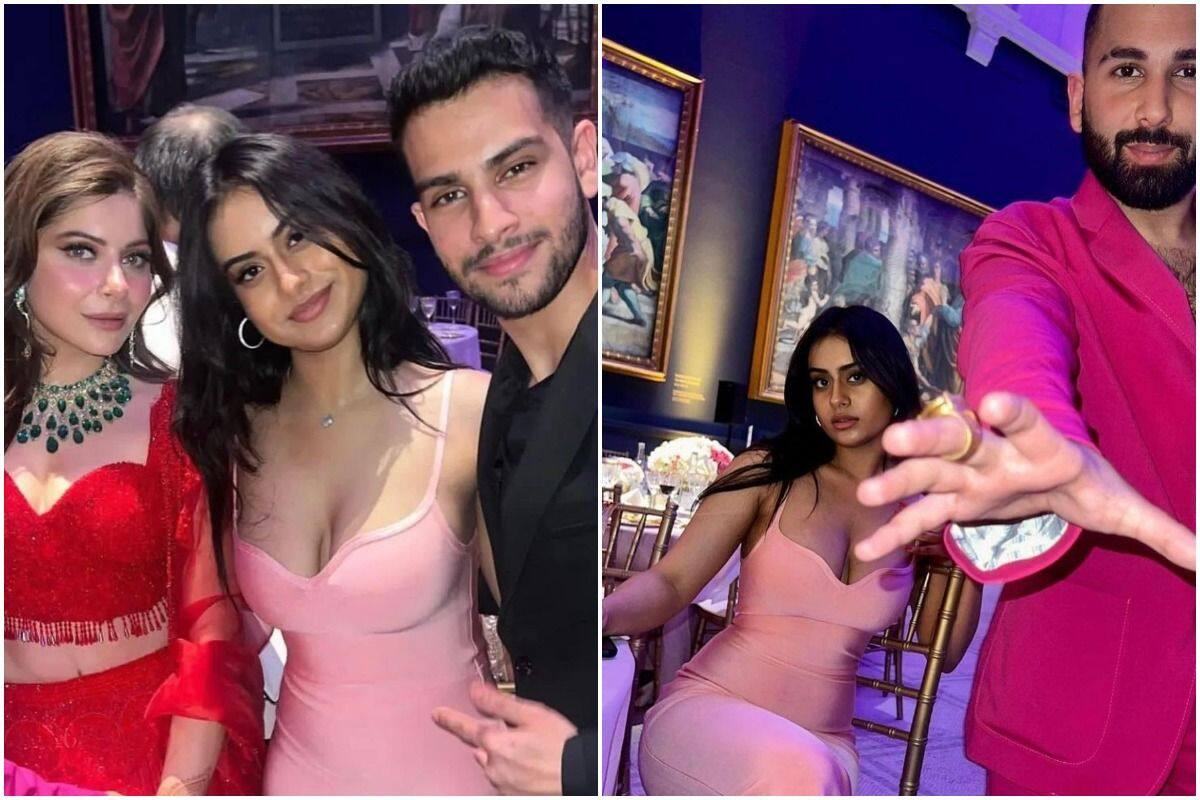 Kanika Kapoor Naked Sex - Nysa Devgn in Hot Pink Bodycon Dress With Plunging Neckline at Kanika Kapoor  Wedding Reception