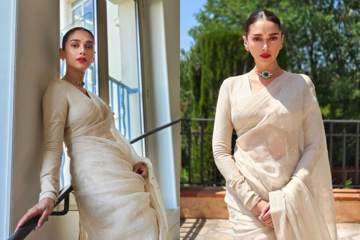 Cannes 2022: Aditi Rao Looks Royal in Ivory Organza Sabyasachi Saree – See Pics!