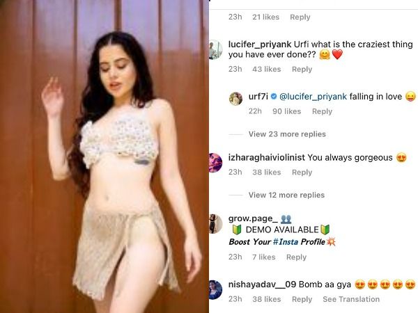 Jasmine Sandlas Sex - Insta Follower Asks Urfi Javed What Is The Craziest Thing You Have Ever  Done She Replies