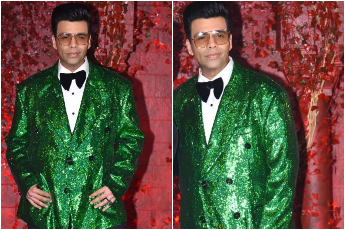 Karan Johar Looks Like Christmas Tree, Wears Green Blingy Jacket on 50th Birthday Party, See Reactions