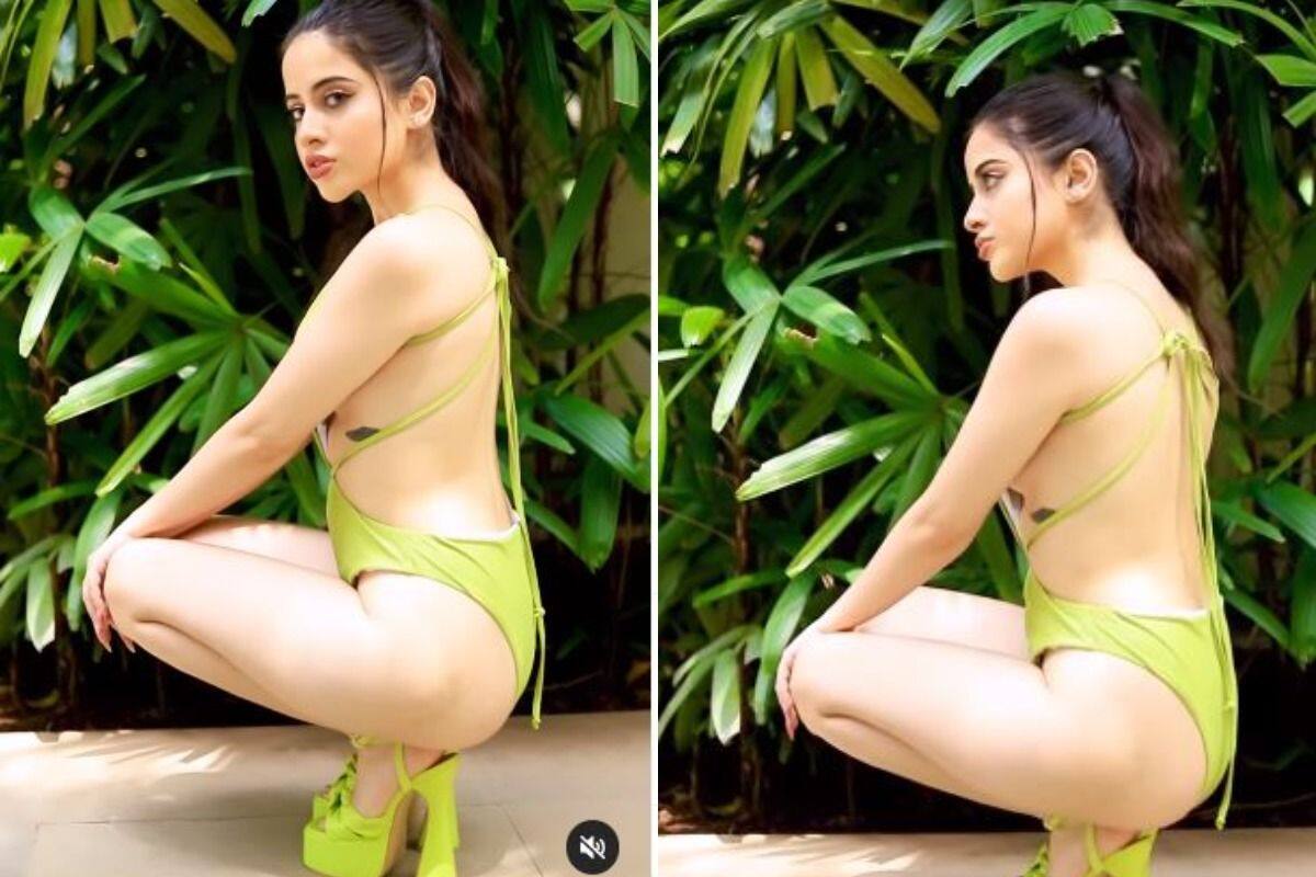 Urfi Javed Raises Temperature as She Flaunts Hot Bod in Sexy Neon Green  Swimwear And High Heels