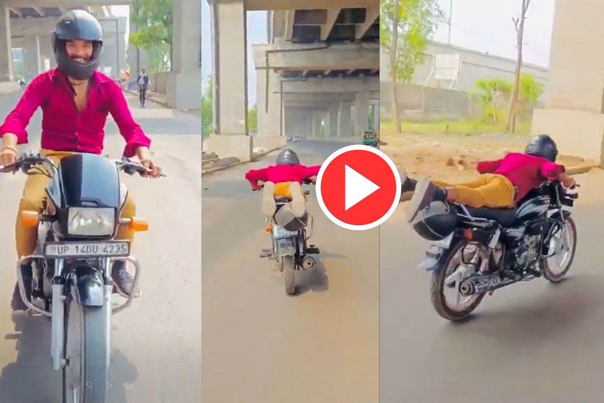 Viral Video: Noida Man Attempts Dangerous Stunt on Moving Bike to Act ...