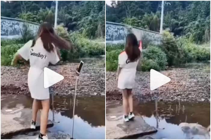Viral Video: Girl Goes to Shoot Video Next to A Lake, Then This Funny Thing Happens | Watch