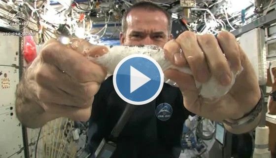 An astronaut from The Canadian Space Agency (CSA), Chris Hadfield shared a video of simple experiment at the ISS with a wet towel.