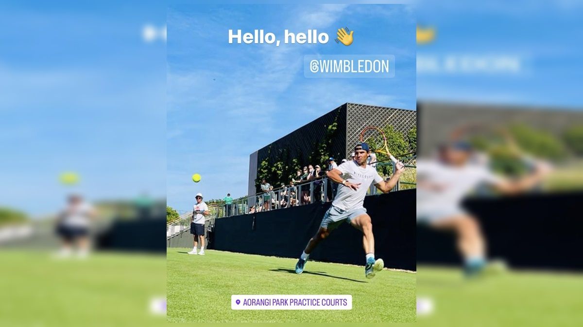 Rafael Nadal Trains at Wimbledon After Arriving in London; Pics go