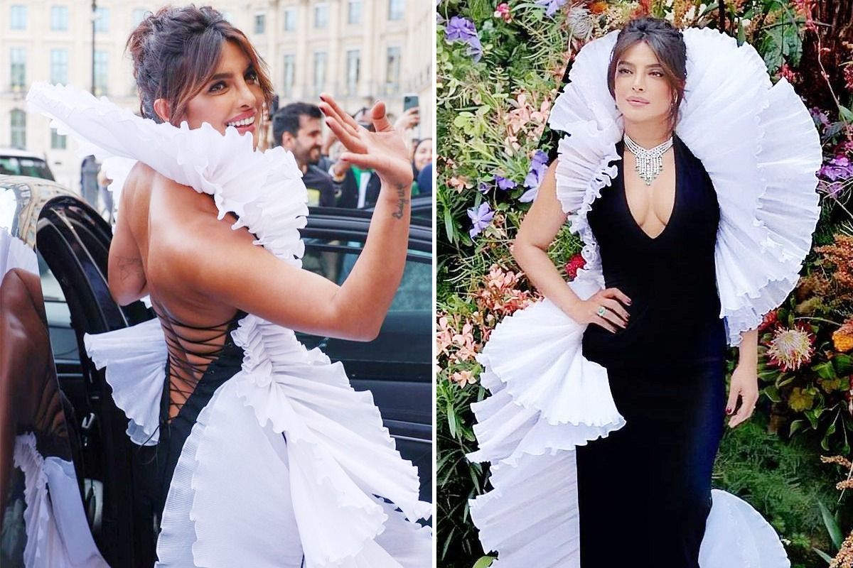 Priyanka Chopra Is a Parisian Queen in Her Bold Black Gown With Heavily Plunging Bodice-See Hot Pics