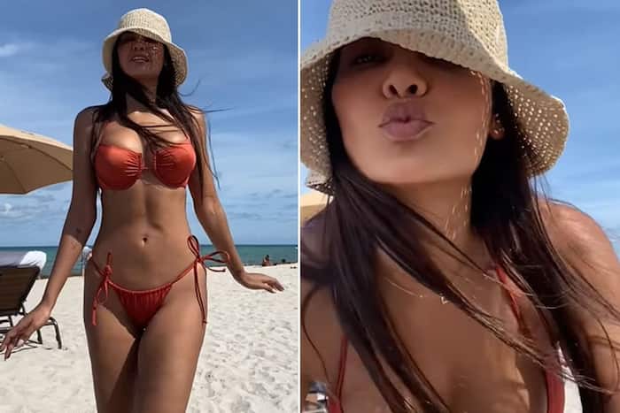 'Uff'! Esha Gupta Oozes Sensuality in Tiny Orange Bikini at Miami Beach, Fans Say, 'Indian Angelina Jolie'