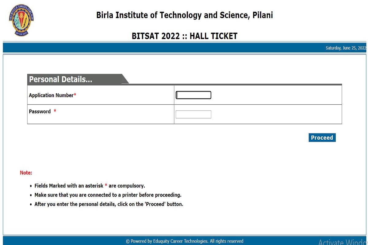 BITSAT 2022 Admit Card : एडमिट कार्ड जारी, ऐसे करें डाउनलोड