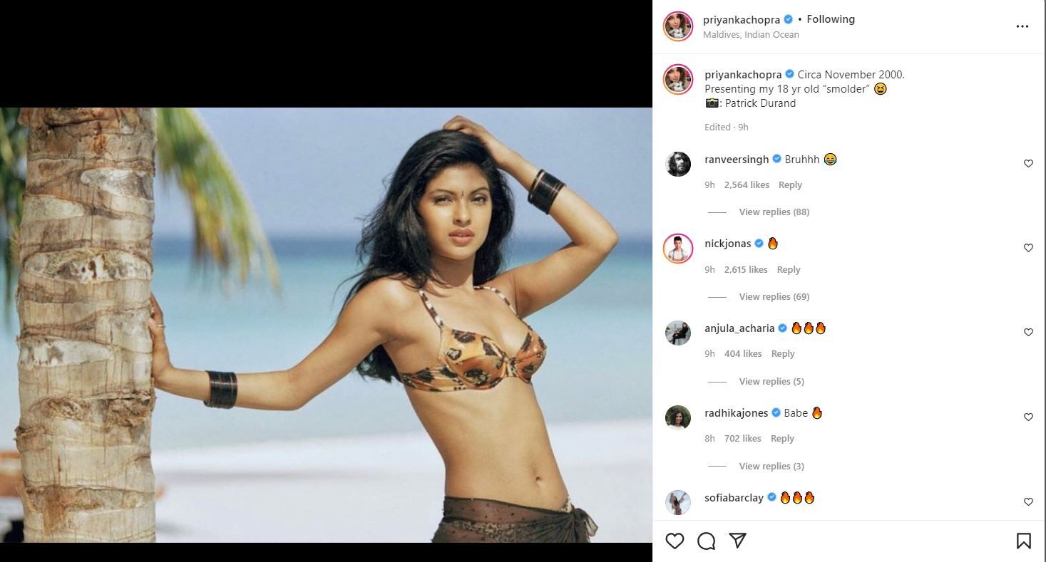 Priyanka Chopra Old Bikini Picture From 2000 Goes Viral; Ranveer Singh,  Nick Jonas Give Best Reactions