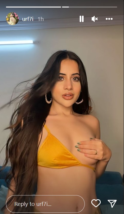 Gujrati Video Dasi Sexi Hd - Urfi Javed Covers Her Breast With Hand While Posing In A Mustard Bralette,  Shares Bold PICS On Instagram