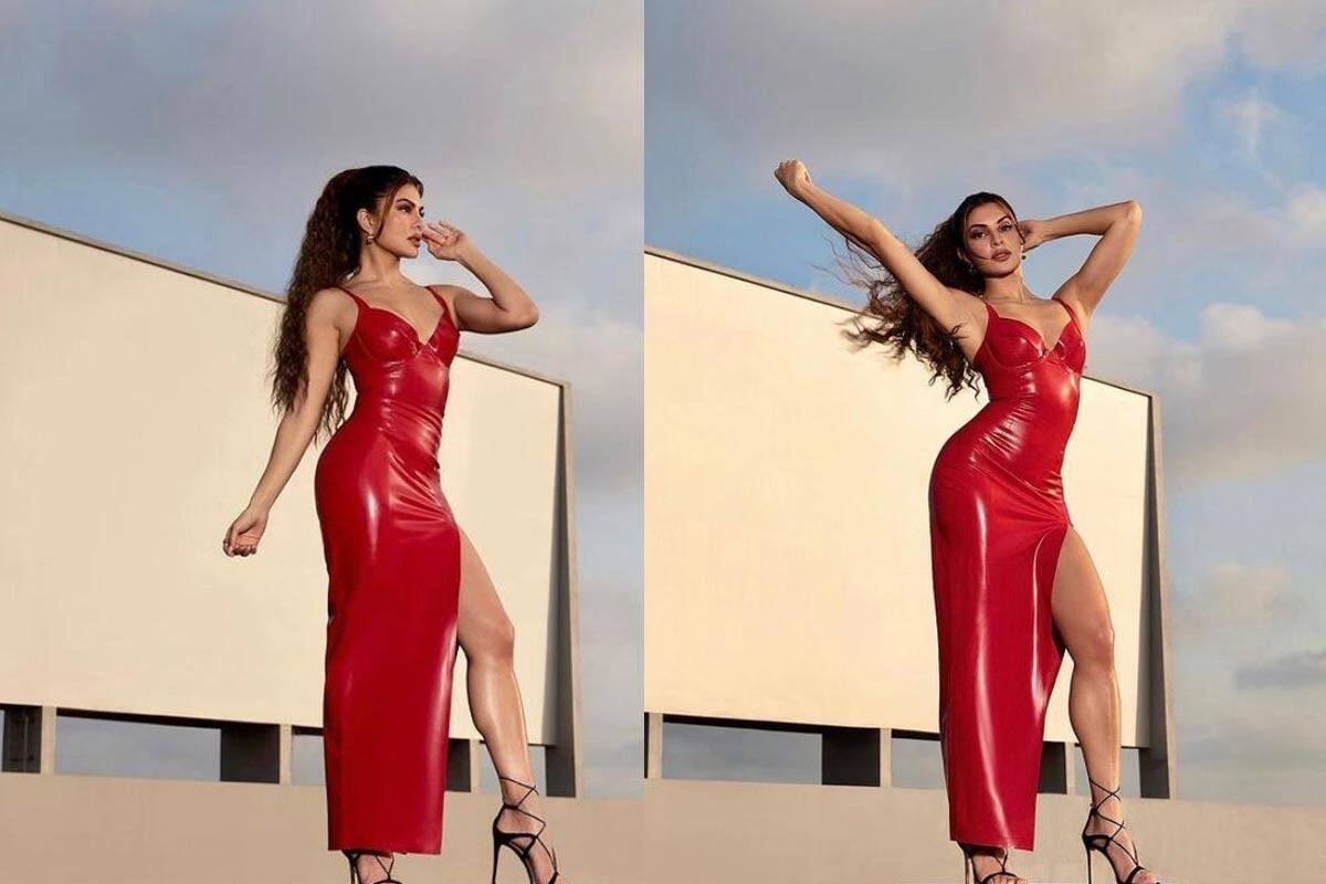 Jacqueline Ki Xxx Photo - Hotness Alert Jacqueline Fernandez Slays in Sexy Red High slit Dress