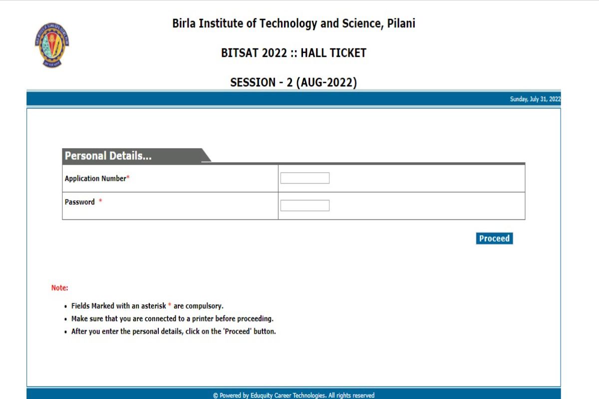 BITSAT 2022 Session 2 Admit Card Released; Here’s How to Download Hall Ticket at bitsadmission.com