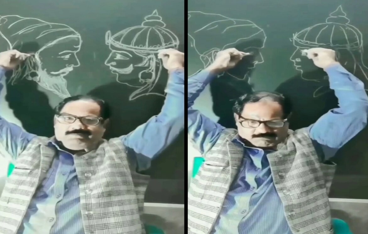 Man Draws With Both Hands Without Even Looking At The Blackboard, People Can’t Believe It | Watch