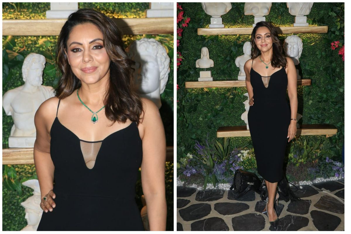 Gauri Khan Steals The Limelight In A Sexy Black Dress And Emerald Necklace At Store Launch See Pics 