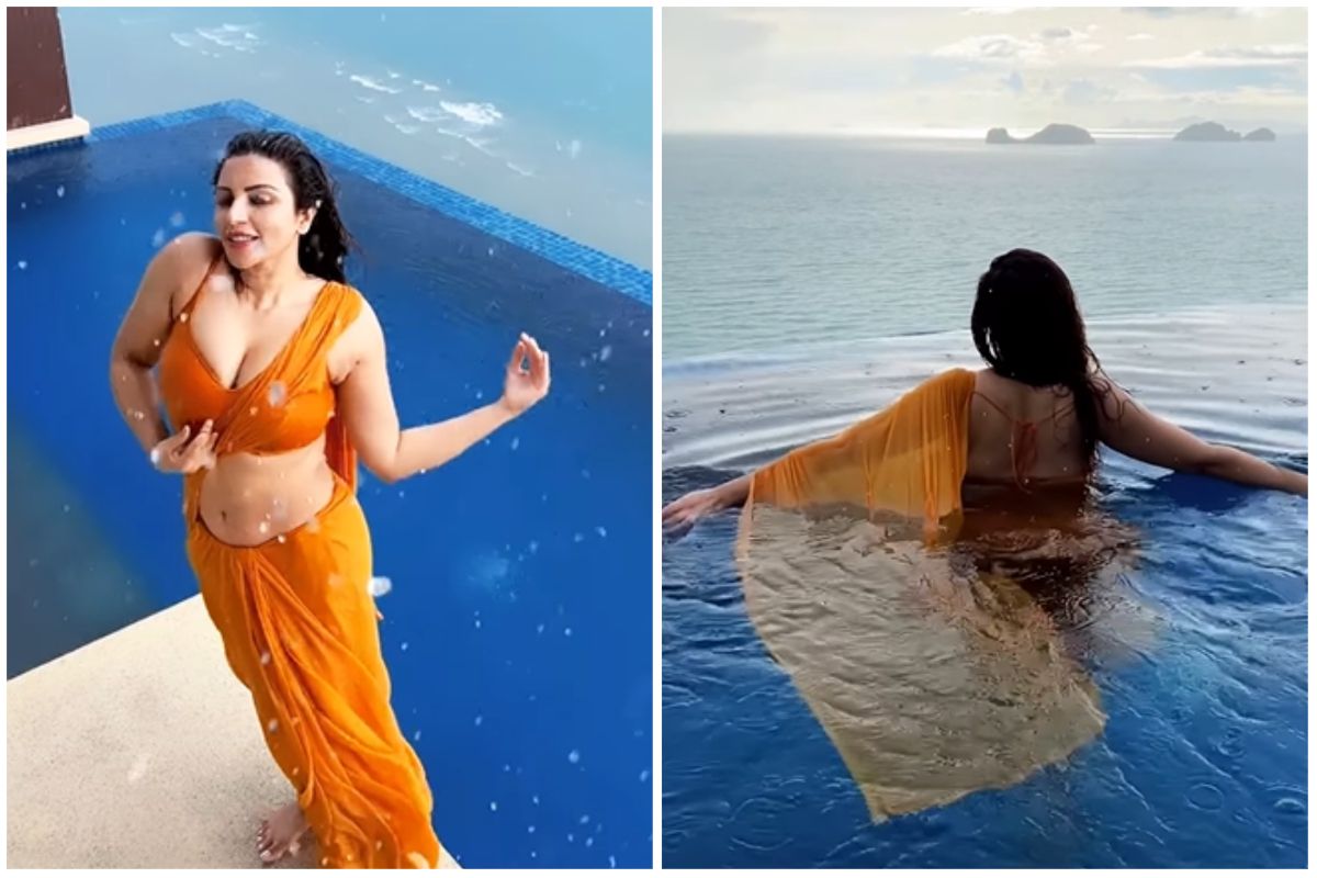 Beautiful Beach Spy - Shama Sikander Enjoys Honeymoon With A Hot Rain Dance On Tip Tip Barsa Pani  Song