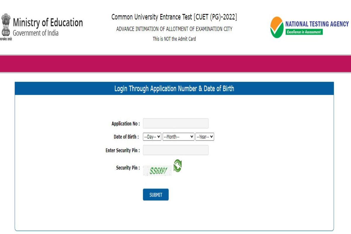 CUET PG 2022 Exam City Intimation Slips Released at cuet.nta.nic.in ...