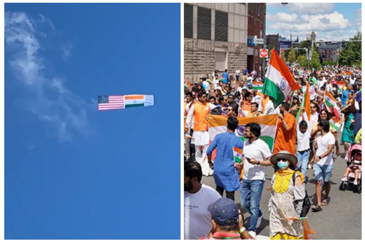 As Giant IndianUS Flag Flies High, Boston Marks FirstEver India Day