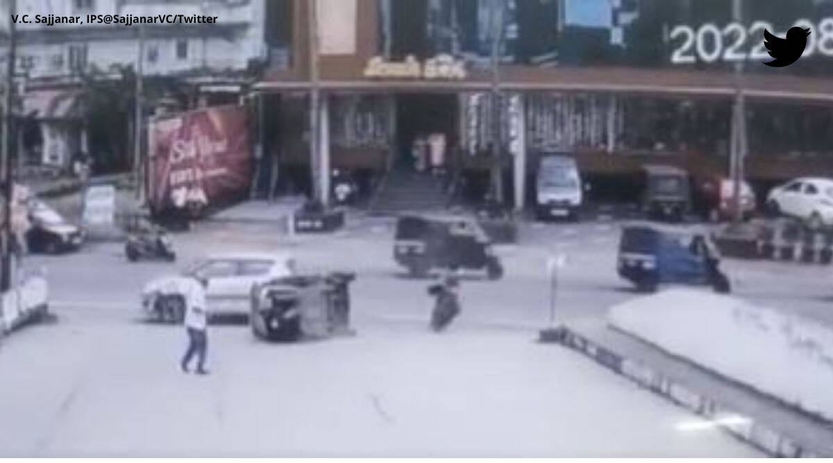 Viral Video: Woman Walking on Road Has A Miraculous Escape As Car Rams ...