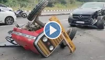 Tractor Breaks Into 2 Parts After Hitting Mercedes Benz in Andhras