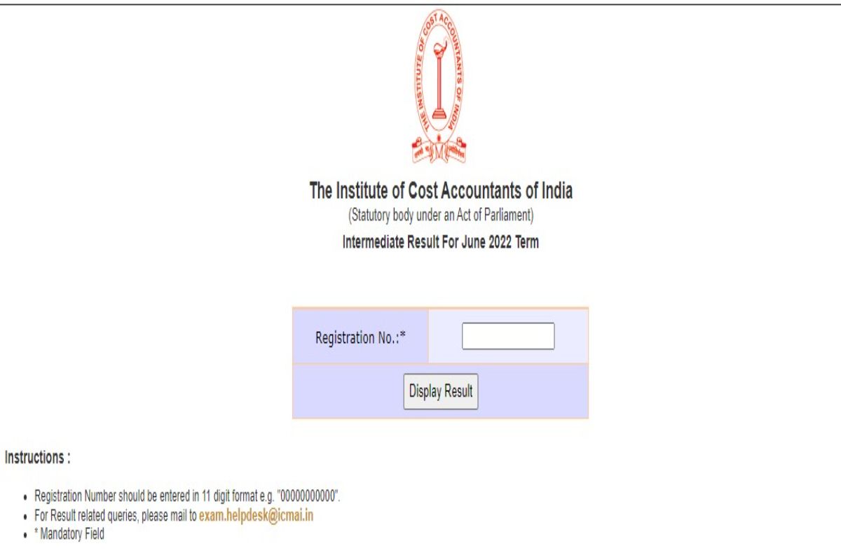 ICMAI CMA Intermediate, Final Result 2022 Declared For June Session at