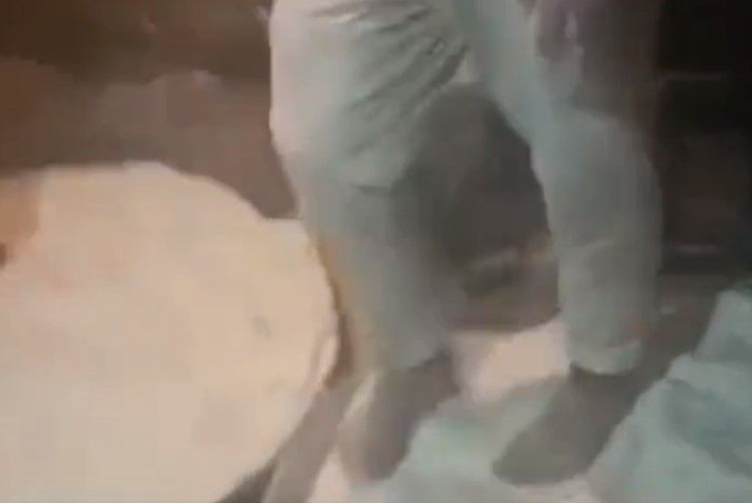 Video of Budgam Shopkeeper Kneading Flour Dough with Feet Goes Viral