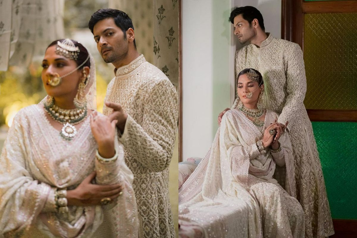 Richa Chadha And Ali Fazal Ooze Royalty in Ivory-White Lehenga And Sherwani, Give Full Nawabi Vibes in Wedding Pics